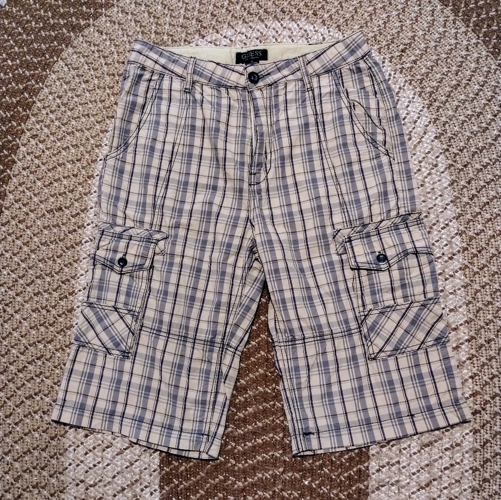 GUESS Plaid Cargo Shorts